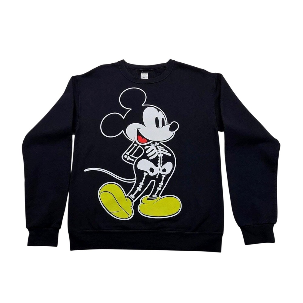 Disney Mickey Mouse Skeleton Halloween Crewneck Sweatshirt Black Size XS